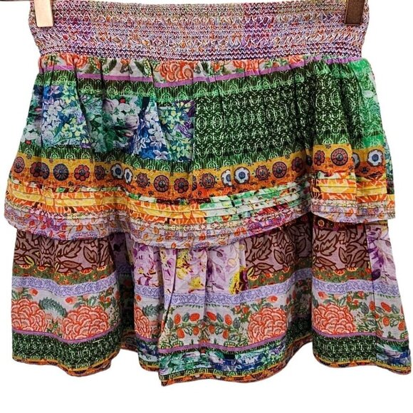 Alice + Olivia Womens 2 Jojo Printed Tiered Ruffle Boho Miniskirt NWT - Picture 2 of 14
